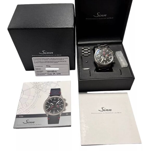 2019 Sinn 936 Chronograph Automatic 43mm Watch Black Dial - Box/Papers - Picture 10 of 10